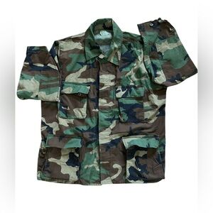 Authentic Military Surplus Woodland Camo Utility Shirt Jacket Size XL